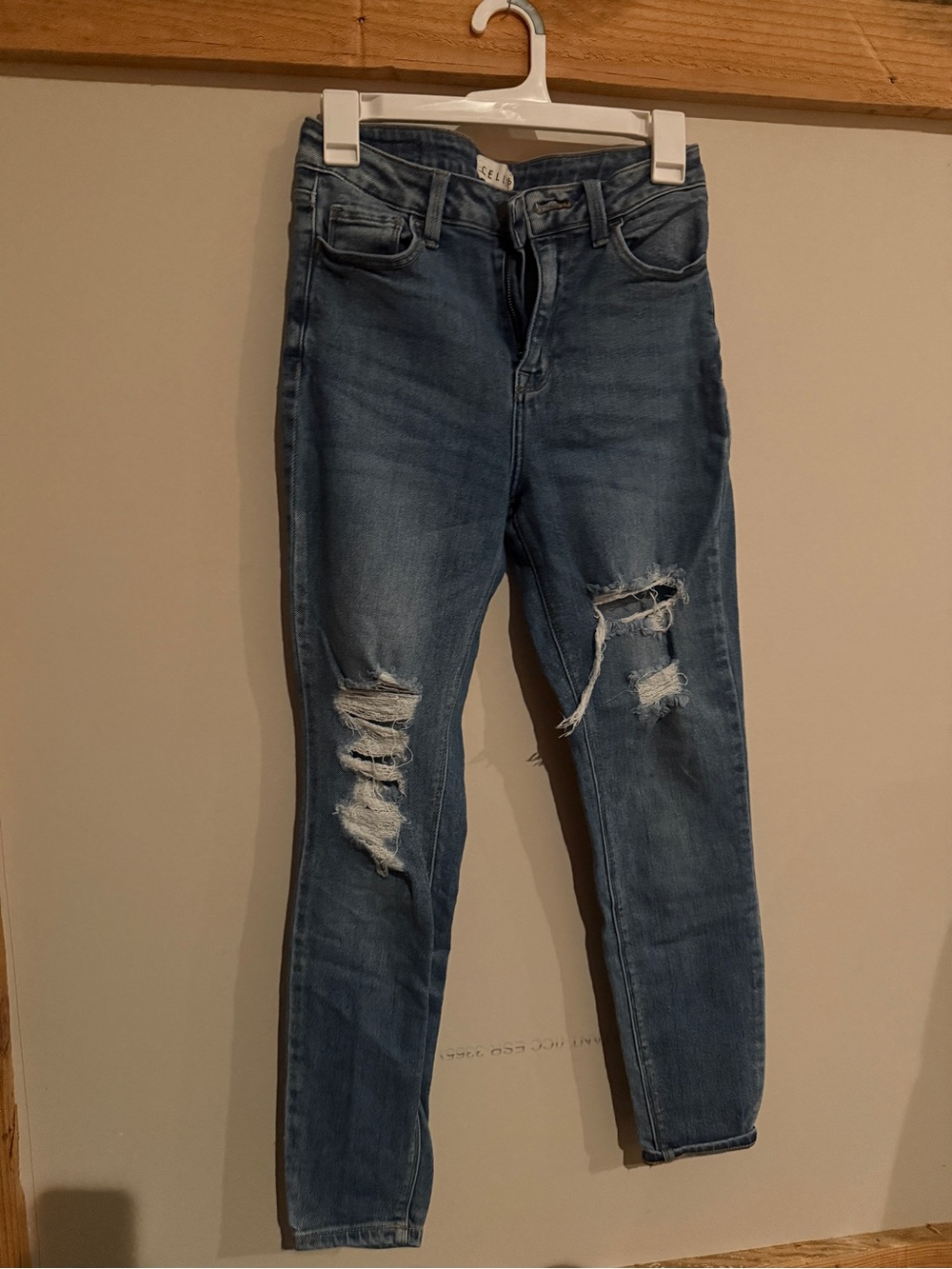 Cello Blue Distressed Skinny Jeans